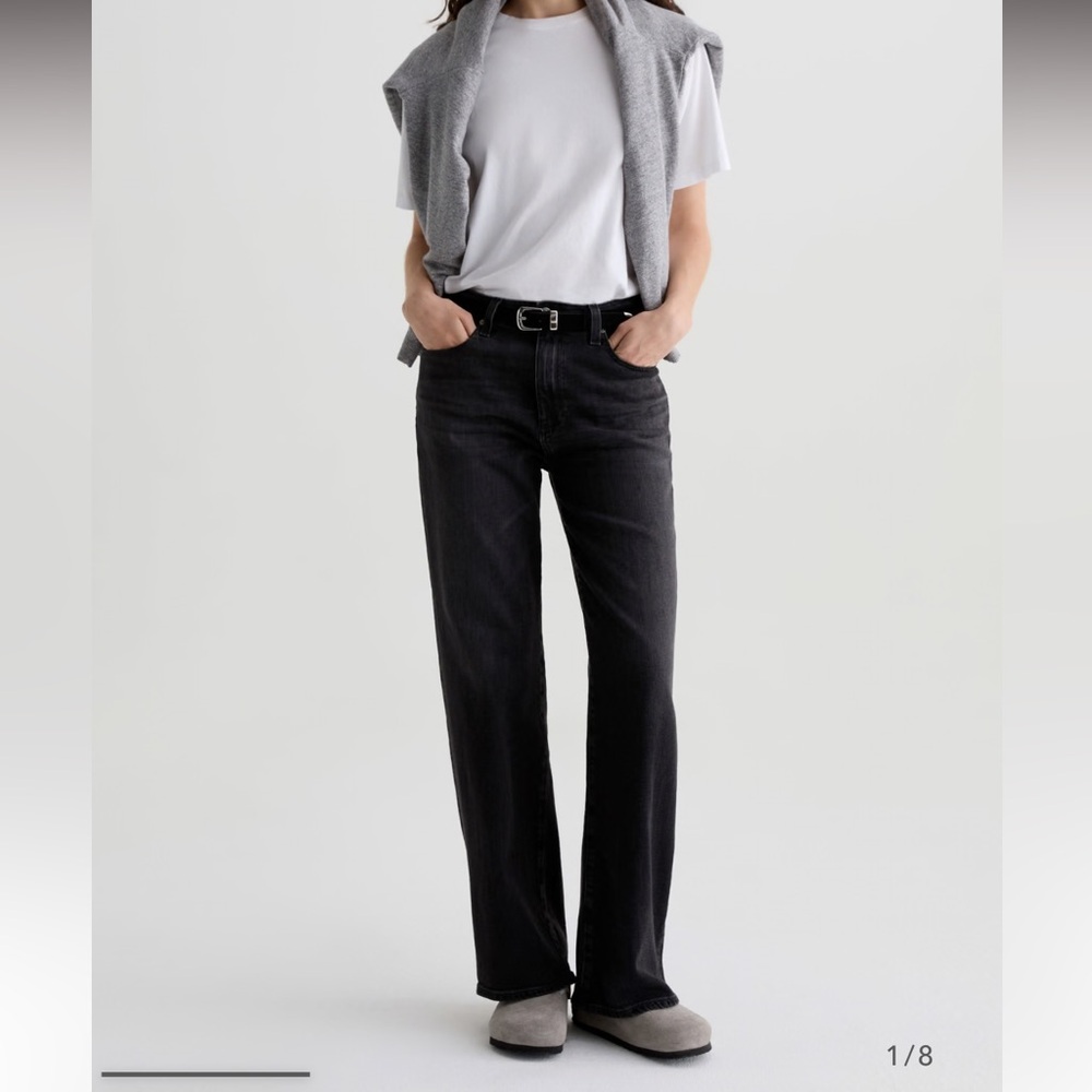 AG Kora High-Rise Wide Leg Jeans in Black SZ 28